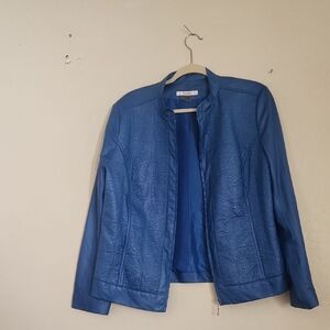 TanJay Royal Blue Faux Leather Jacket